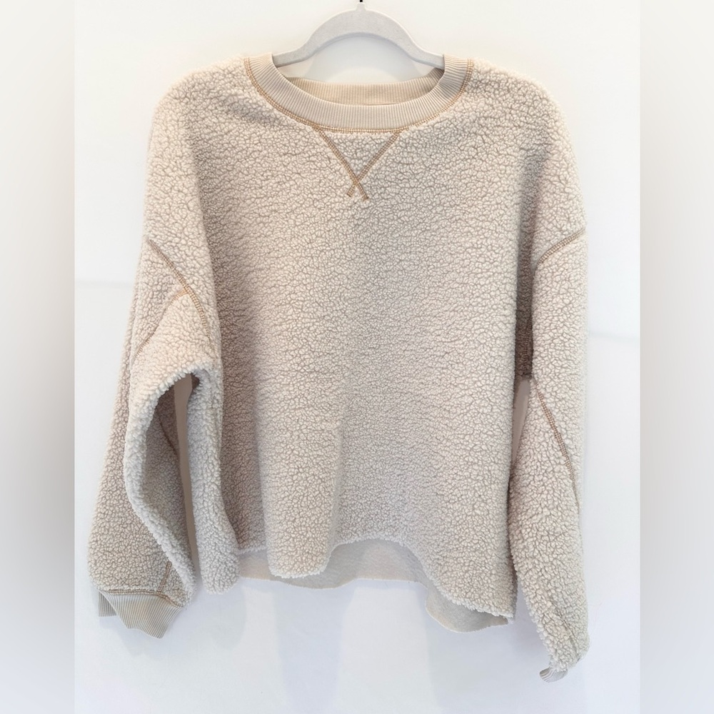American Eagle Outfitters Cream Sherpa Pullover